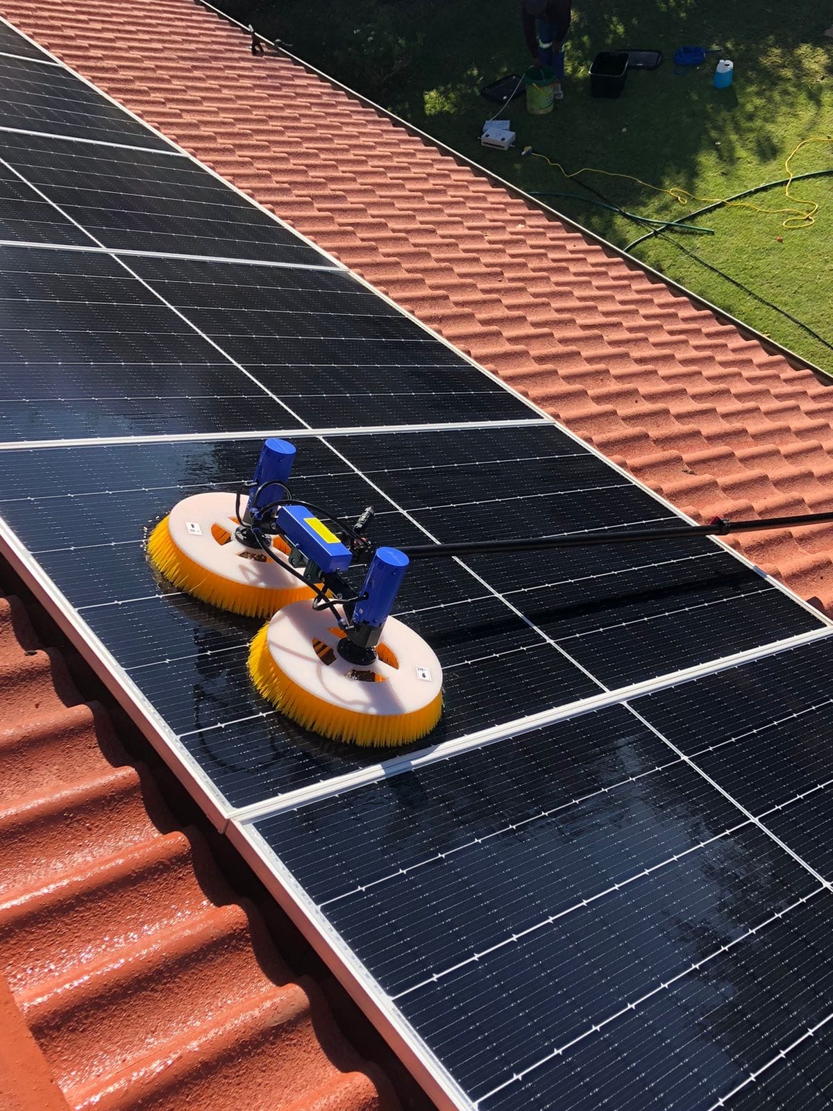 Close-up on a clean solar panel